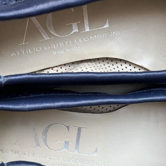 AGL Attilio Giusti Leombruni Navy Blue Ballet Flat Black Patent Cap Toe 36/5.5-6 - Picture 12 of 16